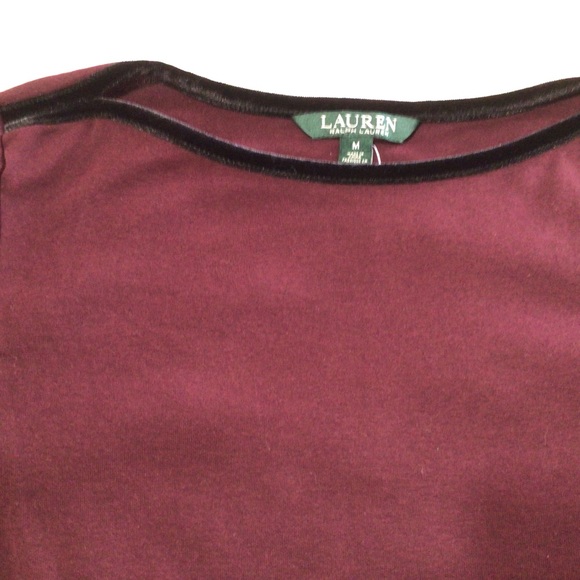 Lauren Ralph Lauren Velvet-Trim Boatneck Top - Picture 4 of 11
